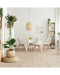 Suelo de corcho de la marca Wise Lane Antique white instalado en un comedor