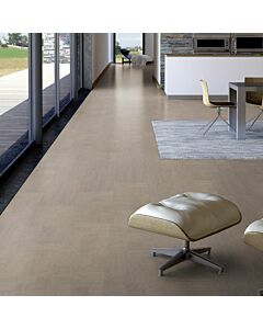 suelo de corcho wicanders corck essence fashionable cement instalado en una cocina