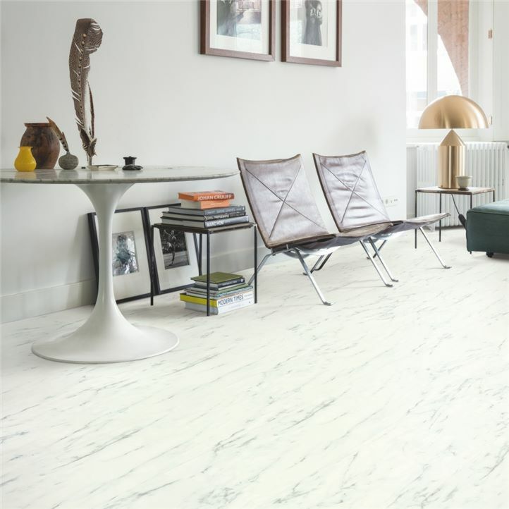 Suelos vinilos Quick Step Ambient Click Mármol Carrara Blanco AMCL40136