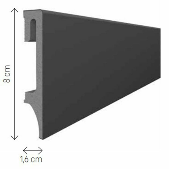 Rodapie gris espumo muy resistente 80x16 mm