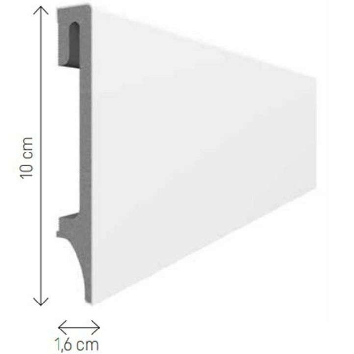 Rodapie blanco espumo muy resistente 100x16 mm