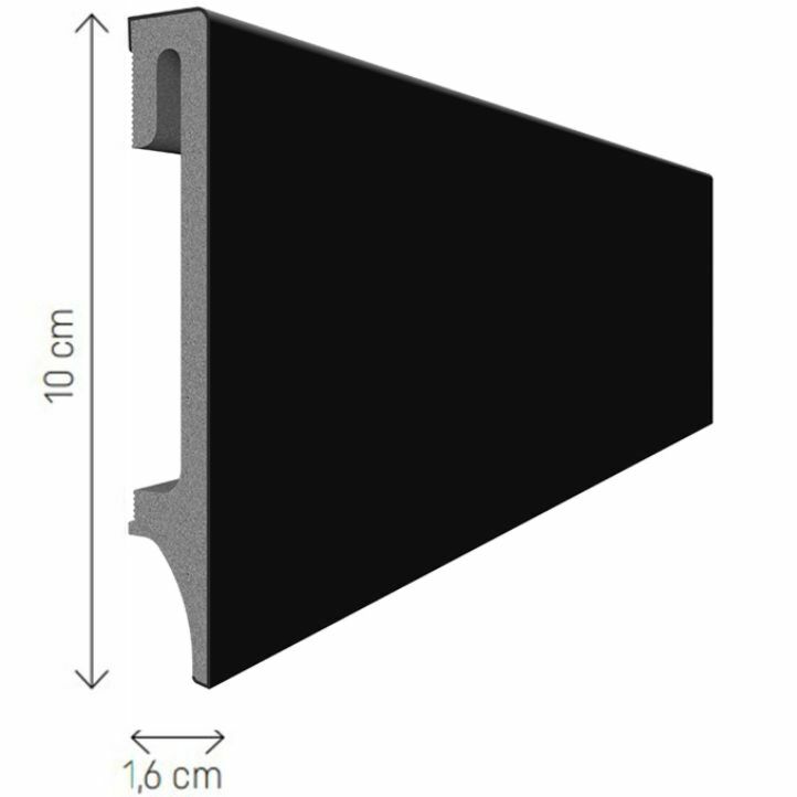 Rodapie negre espumoso muy resistente 120x16 mm