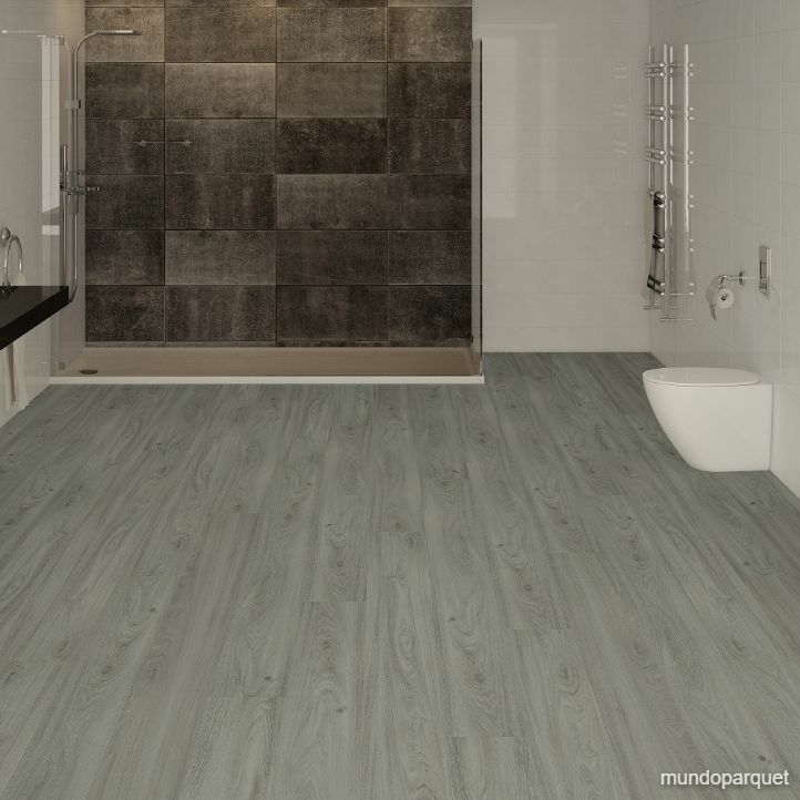 Suelo WPC de Tauro Floors roble tamesis instalado en un baño