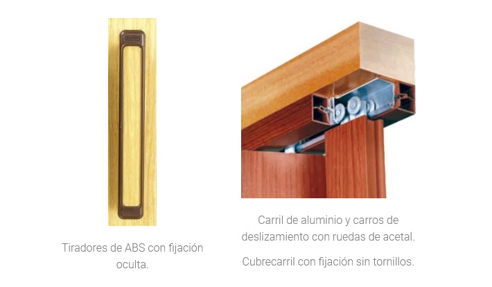 Tirador y carril para puertas plegables de pvc