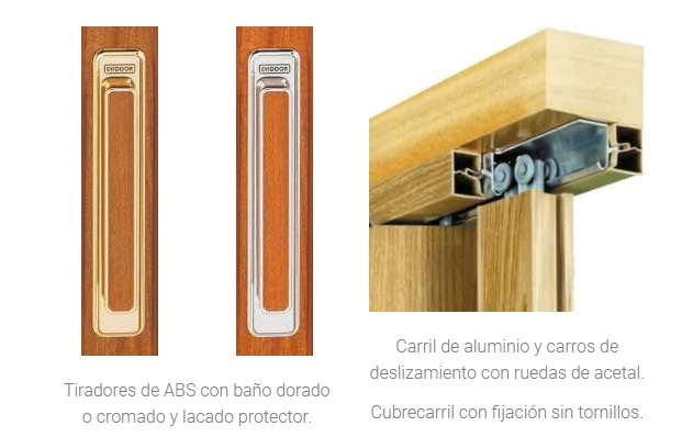 tiradores y carril de aluminio para puertas plegables