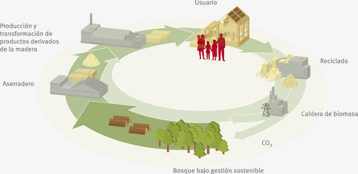 Imagen del proceso de reciclado de la madera por Egger